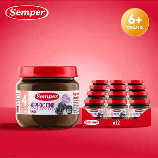 Thùng 12 lọ Trái cây nghiền mận khô đóng lọ Semper Prune 80g dành cho bé từ 4 tháng trở lên