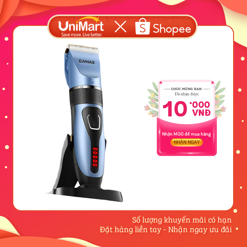 Tông Đơ Cắt Tóc Đa Năng Damas DH-6820G - Thiết Kế Mới Với Chế Độ Sử Dụng Kép - Lưỡi Dao Mạ Vàng  Tặng Kèm Nhiều Phụ Kiện