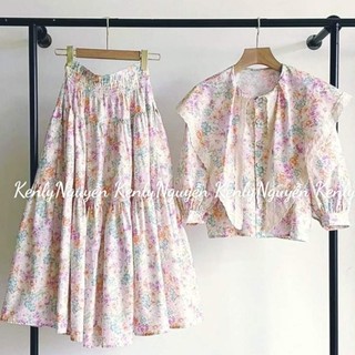 [HÀNG THIẾT KẾ CAO CẤP] Sét Váy Voan Tơ Linen Cotton Đũi - Kenly Nguyễn