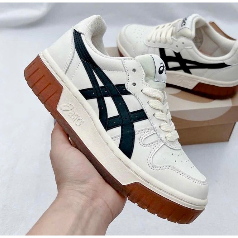 Giày Thể Thao Asics Court MZ Cream Đế Nâu Và Kẻ Xám, Đi Học Đi Chơi , Đế Tăng Chiều Cao, Đủ Size Nam Nữ Full Box Bill | BigBuy360 - bigbuy360.vn