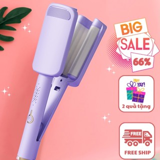 Máy Uốn Tóc Xoăn Sóng Nước Hippie 32 Thiết Kế 3 Trục Gốm Sứ Ceramic Cao Cấp, Máy Làm Xoăn Sóng Nước Chỉnh Nhiệt Tạo Kiểu