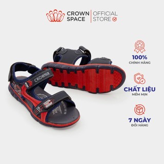 Dép Nam Trẻ Em Sandal Chât Liệu Da PU Crown Space CRUK529 Dép Quai Hậu Cao Su Non Cho Bé Trai Nhẹ Êm Hạn Chế Lực