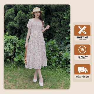 Đầm Babydoll Suông Hoa Nhí Michi House Váy Xuông Vintage Cổ Vuông Dáng Dài Qua Gối Maxi Freesize Bầu Mặc Xinh V629