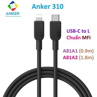 Cáp sạc Anker 310 USB-C to L A81A1 A81A2 A81A5 A81A6 (bản dây dù) | Chiều dài 0.9m và 1.8m
