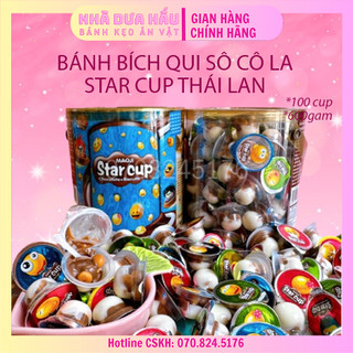[100cup][600gam] Bánh bich qui sô cô la kem STAR CUP Thái Lan mini kèm muỗng