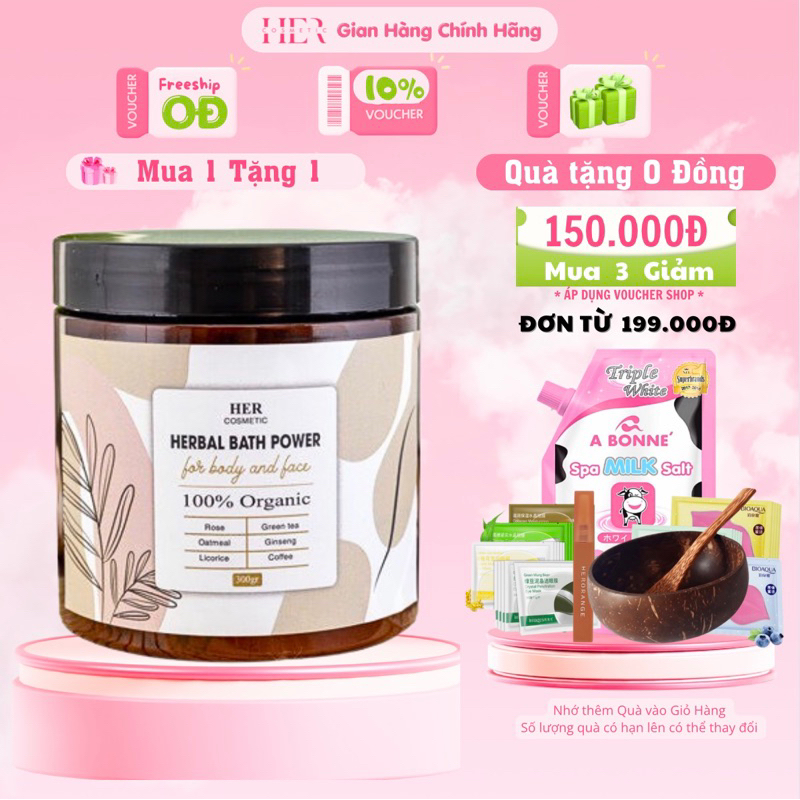 Tắm Trắng Thảo Mộc Her cosmetic , Bột Tắm Trắng HERBAL BATH POWDER làm trắng da , Tẩy Tế Bào Chết Toàn Thân tại nhà | BigBuy360 - bigbuy360.vn