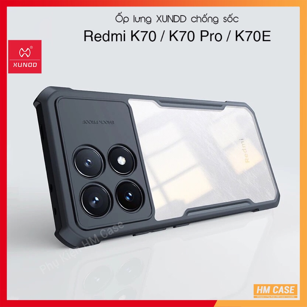 Ốp Lưng XUNDD Cho Redmi K80 Ultra / K70 / K70 Pro / K70E / K70 Ultra Mặt Lưng Chống Bám Vân Tay Viền