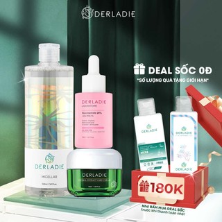 Bộ sản phẩm Tẩy trang, Serum, Kem dưỡng Derladie làm sạch, giảm mụn, thu nhỏ LCL dành cho da dầu mụn