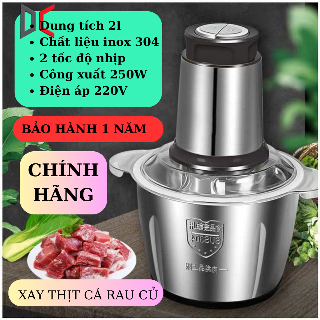 [HÀNG XỊN] Máy Xay Thịt - Cối xay thịt inox xay giò chả - Máy Xay Đa Năng Cối Inox 4 Lưỡi 250W