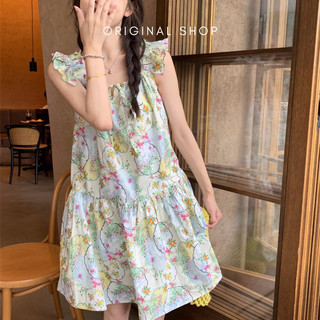 Váy Rộng Váy BabyDoll Hoạ Tiết Hoa Váy Dây Mùa Hè