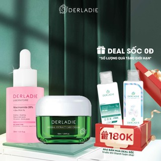 Bộ đôi Serum Niacinamide 20%, Kem dưỡng tràm trà Derladie ngừa mụn, giảm thâm, thu nhỏ lỗ chân lông