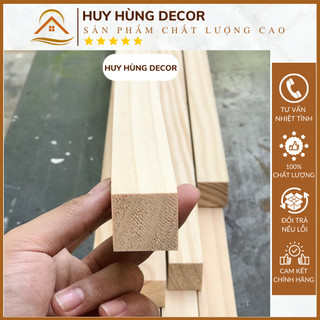 Thanh gỗ thông vuông 5cm dài 1m2, gỗ thông xẻ thanh vuông chà mịn 4 mặt