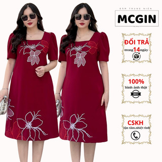 Váy Đầm Trung Niên Cho Mẹ BIGSIZE - Thêu Hoa Lan Đen [MIU005]