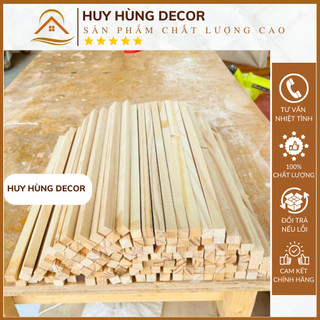 Thanh gỗ thông vuông 1cm dài 50cm bào láng 4 mặt, gỗ thông xẻ thanh vuông dùng làm nẹp chỉ, đóng chuồng thú cưng