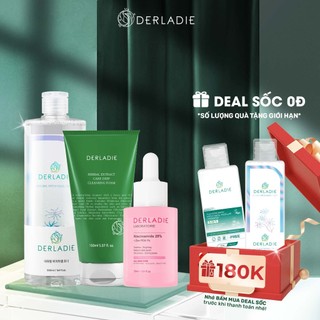 Bộ 3 sản phẩm Hỗ Trợ Giảm Mụn Toner 500ml, Sữa Rửa Mặt 150ml, Serum Niacinamide Derladie 30ml