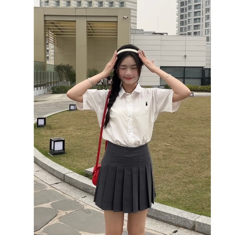 Áo Sơ Mi Nữ Cộc Tay Thêu Thỏ Xinh, Áo Sơ Mi Nữ Phong Cách Hàn Quốc Dễ Thương | BigBuy360 - bigbuy360.vn