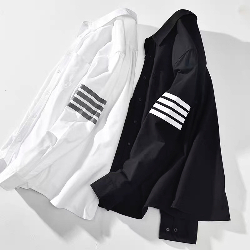 Áo Sơmi Dài  Viền 2 Bên Vai Dọc Tay Đen Trắng Chất Liệu Thoáng Mát Thoải Mái, Áo sơmi thời trang Nam nữ Đi chơi | BigBuy360 - bigbuy360.vn