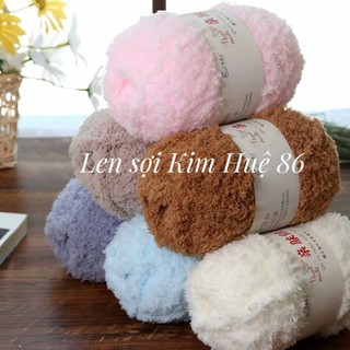 Len bông xù lông cừu siêu mềm mịn, màu siêu đẹp