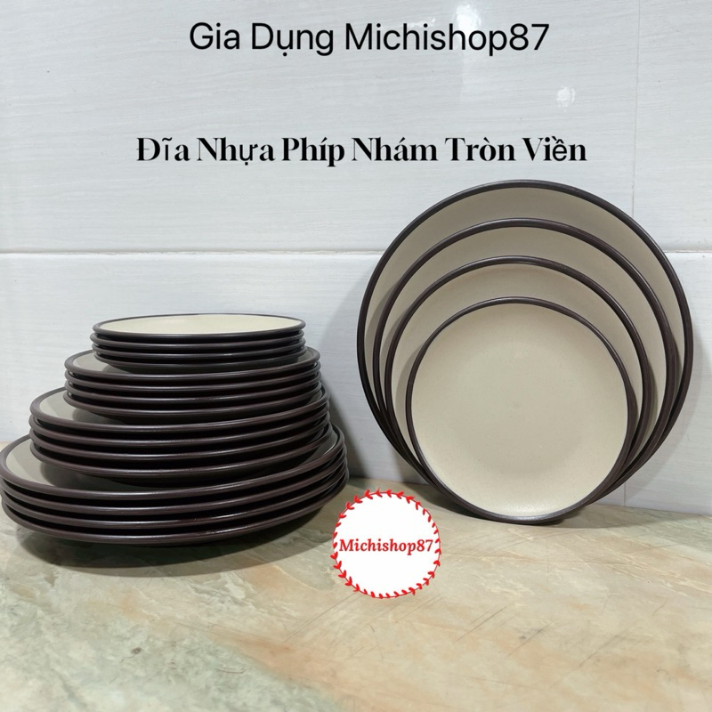 Đĩa nhựa tròn thái 2 màu 5 size nhựa Việt Nhật cao cấp, đĩa nhựa tròn đựng đồ ăn hoa quả phong cách sang trọng