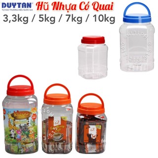 🌱Hủ nhựa vuông NẮp Quai 3,3kg / 5kg / 7kg / 10kg - Nhựa Duy Tân🌱