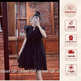 Đầm babydoll, đầm tơ cánh tiên thiết kế dây buộc nơ xinh xắn