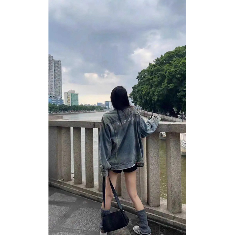 Áo khoác jean  Denim Ba.len Phong Cách unisex nam nữ thời trang QC XỊn