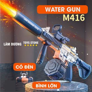 Súng nước điện tự động M416 Water Gun Có Đèn Cực Ngầu - Đồ chơi phun nước mùa hè vận động ngoài chơi cho bé
