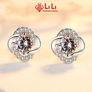  Bông tai bạc nữ LiLi S999 đính đá CZ cao cấp hình cỏ 4 lá may mắn Marlee LILI_453329 