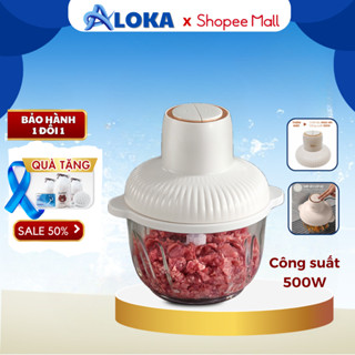 Cối xay thịt mini đa năng GODWELL, máy xay cối thủy tinh công suất 500W dung tích 2L chuẩn chính hãng