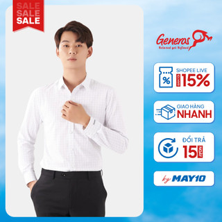 Áo sơ mi nam GENEROS AK299 form Slimfit ôm vừa cổ đứng lịch sự Áo sơ mi công sở