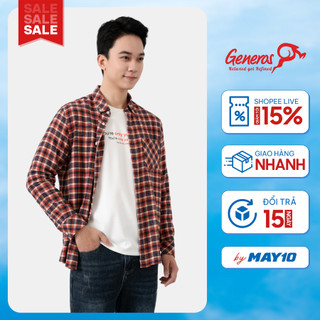 Áo sơ mi nam dài tay GENEROS 010123446MF có túi ngực sọc caro form Regular rộng kiểu Hàn Quốc trẻ trung