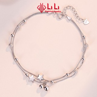  Lắc chân bạc nữ LiLi S925 cao cấp 2 tầng bi cát trăng sao Yaretzi LILI_267671 