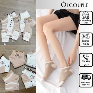 Tất nữ, vớ nữ cổ ngắn set 5 đôi nhiều màu họa tiết cute phong cách Hàn Quốc trẻ trung chất liệu co giãn thoáng mát.