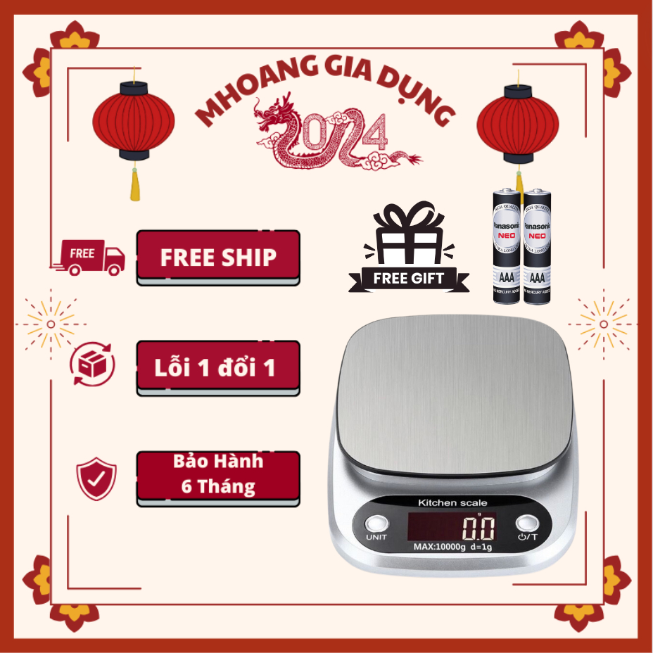 Cân tiểu ly điện tử nhà bếp mini định lượng 1g - 10kg, Cân tiểu ly làm bánh, Cân tiểu li điện tử mini tặng kèm 2 pin AAA