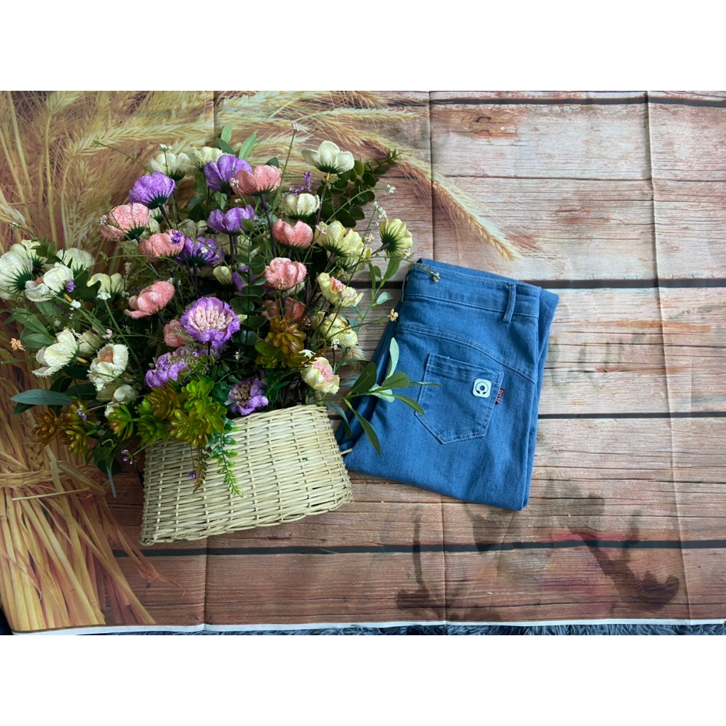 Quần jean bò thường , bò giấy dáng beggy , quần bò mềm 1 cúc có đường gân trang trí