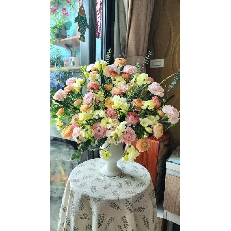 BÌNH HOA DÁNG LY THON - gốm mộc Bát Tràng