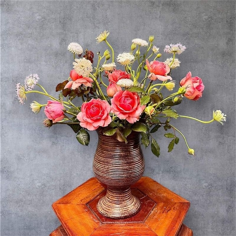 BÌNH HOA DÁNG LY THON - gốm mộc Bát Tràng