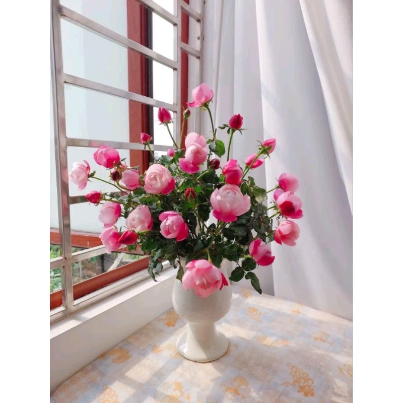 BÌNH HOA DÁNG LY THON - gốm mộc Bát Tràng