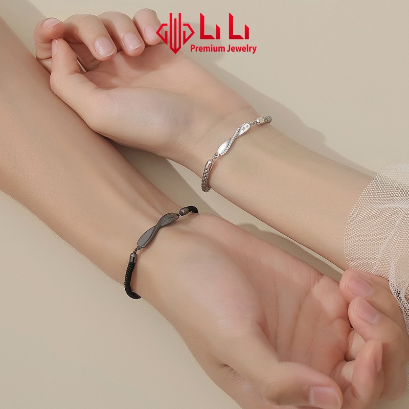 Lắc tay bạc cặp đôi LiLi S925 đính đá CZ cao cấp tình yêu Forever Love LILI_986852 | BigBuy360 - bigbuy360.vn