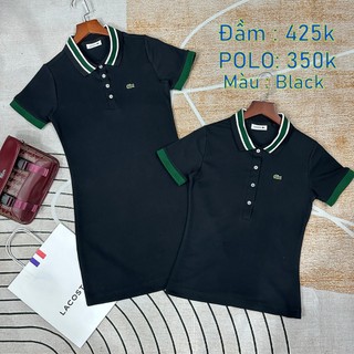 Váy Lacos.te - Polo Lacos.te Phối cổ sọc tay Xanh lá