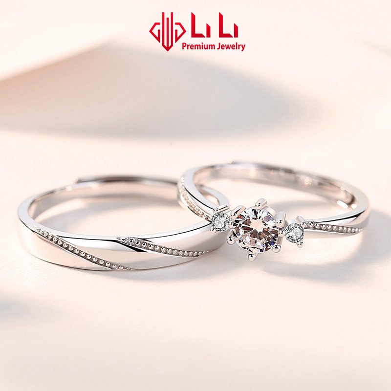 Nhẫn bạc cặp đôi LiLi S925 đính đá CZ cao cấp All Of Love LILI_614281 | BigBuy360 - bigbuy360.vn