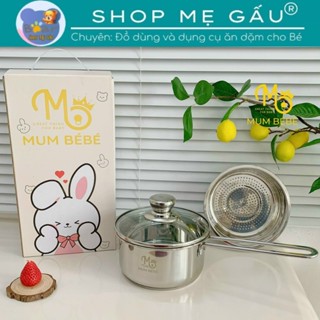 Quánh Inox Mum BéBé Size 14cm Và 16cm Kèm Xửng Hấp, Quấy Cháo Quấy Bột Cho Bé Ăn Dặm