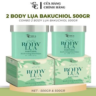 COMBO 2 HỘP KEM BODY LỤA BAKUCHIOL HỦ LỚN 500G HỠ TRỢ KÍCH TRẮNG, KHỬ THÂM DA DƯỠNG SÁNG HỒNG DA - SICA WHITE