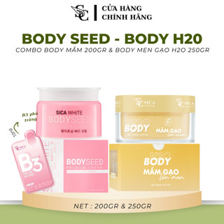 COMBO KEM BODY SICA WHITE (BODY MEN GẠO 250gram+ BODY MẦM HỒNG 200gram) DƯỠNG DA TRẮNG HỒNG TỰ NHIÊN