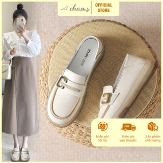 Giày lười Chamshoes da mềm nữ loafer form nhỏ, giày lười nữ, giày tây nữ cao cấp mũi nhọn đế bệt 3cm phong cách công sở