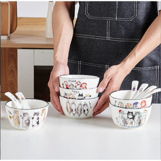 Bát đĩa mèo ciao mofusand BDIAT1 Gốm Sứ Tráng Men cute dễ thương đựng thức ăn salad 11,5cm Decor Ăn Cơm Ăn Chè Bộ Chén D