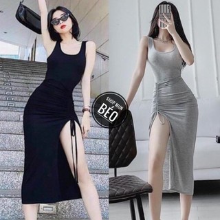 [MẪU MỚI] Đầm Body Sát Nách Rút Dây Chất Thun Gân Thích Hợp Mặc Đi Tiệc Đi Làm Đi Chơi Phù Hợp Với Mọi Phong Cách