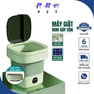 Máy Giặt Mini Gấp Gọn P2T - Máy Giặt Tất, Đồ Lót, Đồ Cho Bé Khử Khuẩn Bằng Ánh Sáng Xanh Công Suất 36W
