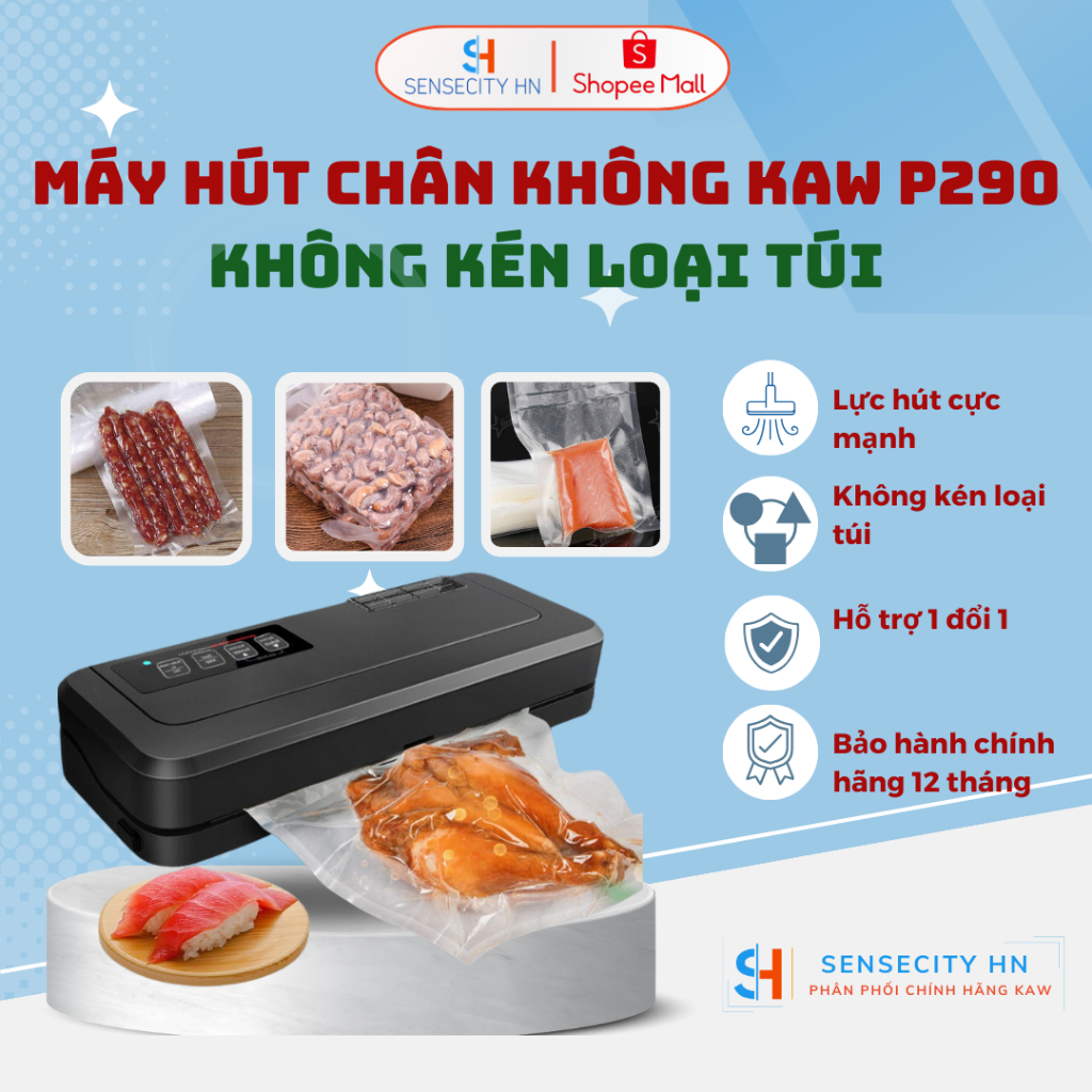 Máy Hút Chân không Không Kén Túi KAW P290, P280 - Hàn Tự Động - Bảo Hành Chính Hãng 12 Tháng