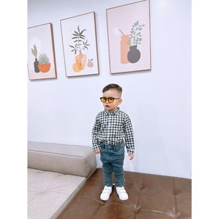 Áo sơ mi kẻ, sơ mi bò cho bé HM auth size 4m - 4y